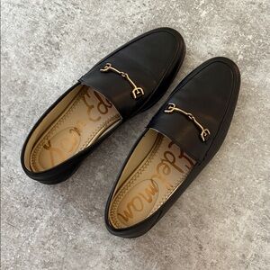 Sam Edelman Loraine Bit Black Loafers with Gold Detail